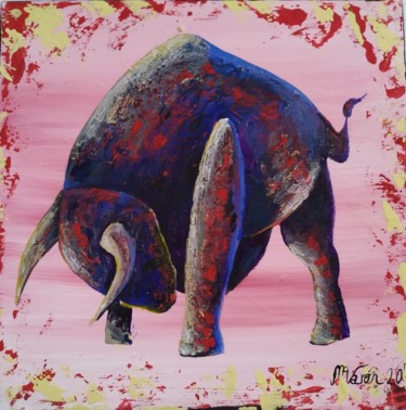 Painting titled "Bull" by Miguel Ángel Varón Recaj, Original Artwork, Acrylic