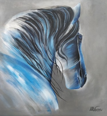 Painting titled "I am blue" by Miguel Ángel Varón Recaj, Original Artwork, Acrylic