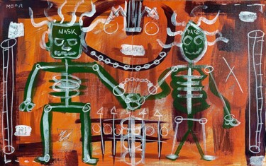 Painting titled "Máscaras de Género" by Miguel Cuerva, Original Artwork, Acrylic Mounted on Other rigid panel