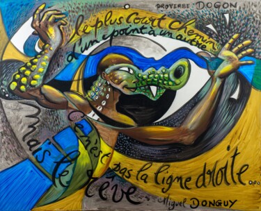 Pittura intitolato "Le rêve Dogon" da Miguel Donguy, Opera d'arte originale, Acrilico