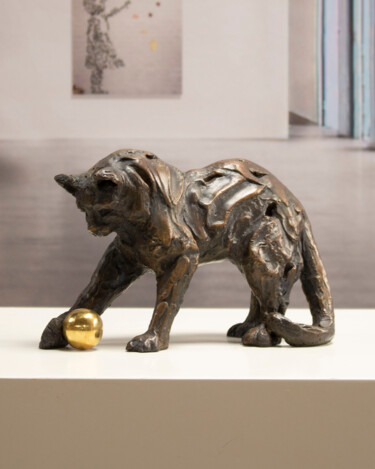Rzeźba zatytułowany „Feline playing” autorstwa Miguel Guía, Oryginalna praca, Brąz