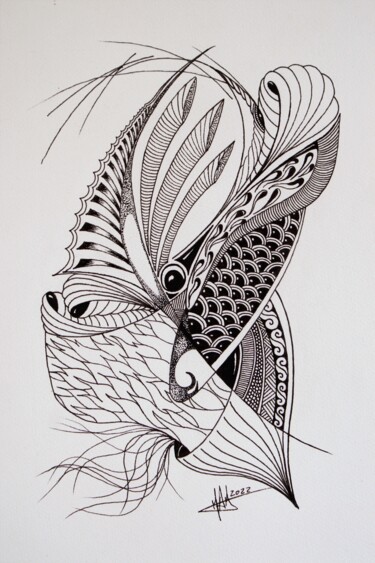 Σχέδιο με τίτλο "Crustacean" από Miguel Marques, Αυθεντικά έργα τέχνης, Μελάνι