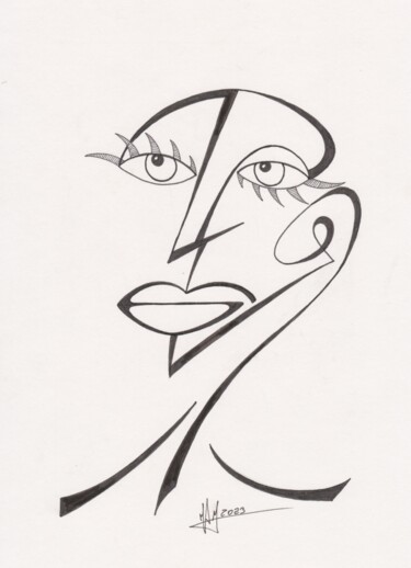 Zeichnungen mit dem Titel "Mila" von Miguel Marques, Original-Kunstwerk, Tinte