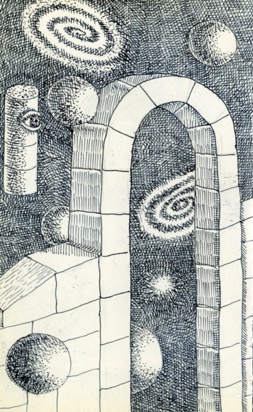 Drawing titled "Cósmico" by Miguel Rojas, Original Artwork, Ink