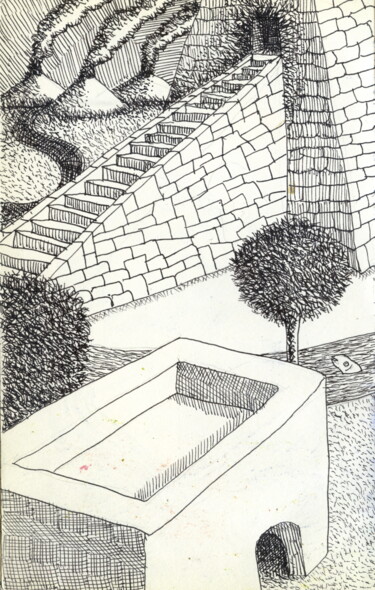 Dibujo titulada "¿Hay alguien ahí?" por Miguel Rojas, Obra de arte original, Tinta