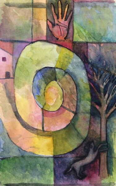 Drawing titled "Espiral de nuevo" by Miguel Rojas, Original Artwork, Watercolor