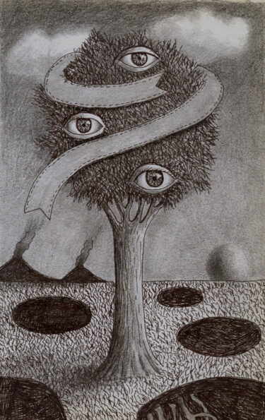 Rysunek zatytułowany „Ojos” autorstwa Miguel Rojas, Oryginalna praca, Ołówek