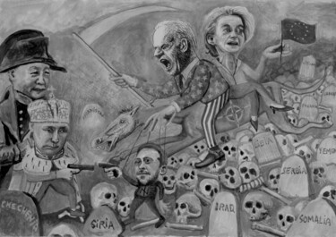 Pittura intitolato "Guerra interimperia…" da Miguel Rojas, Opera d'arte originale, Encausti