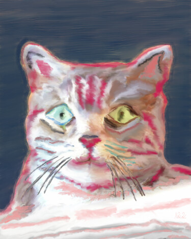 Digital Arts titled "Cat" by Miguel Sanguesa, Original Artwork, Digital Painting