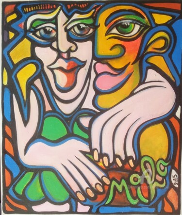 Painting titled "Les amoureux de mai" by Miha, Original Artwork, Acrylic