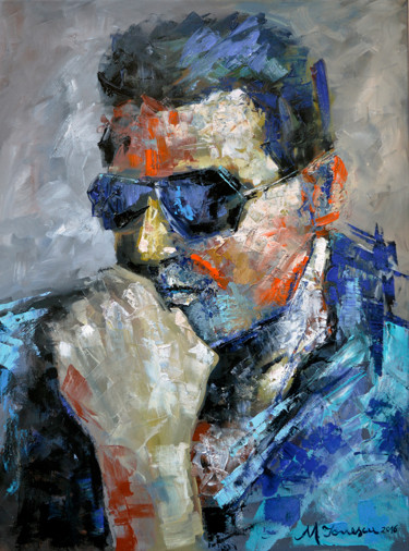 Pintura titulada ""Mysterious Man"" por Mihaela Ionescu, Obra de arte original, Oleo