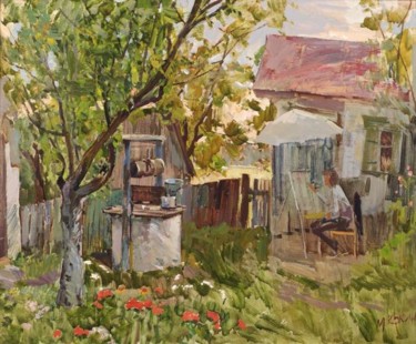 Peinture intitulée "On a summer residen…" par Mihail Kokin, Œuvre d'art originale, Huile