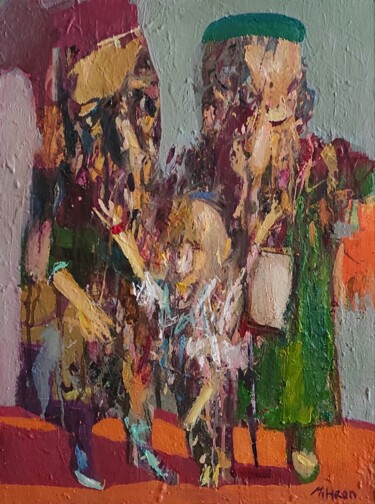 Painting titled "Dancing child" by Mihran Manukyan, Original Artwork, Oil Mounted on Wood Stretcher frame