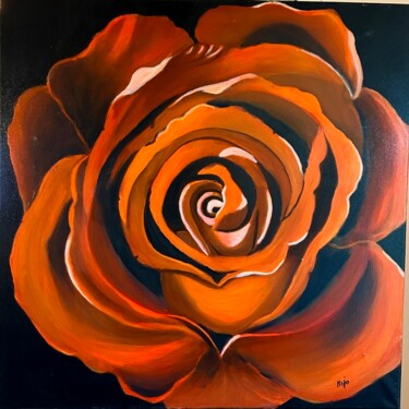 Painting titled "Mon amie la ROSE" by Mijo Andreani, Original Artwork, Oil Mounted on Wood Stretcher frame