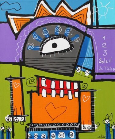Malerei mit dem Titel "1,2,3 soleil je t'a…" von Mika, Original-Kunstwerk, Öl