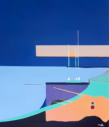 Картина под названием "Embarquement" - Mikael Billon, Подлинное произведение искусства, Акрил Установлен на Деревянная рама…