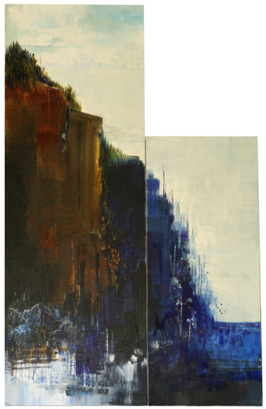 제목이 "Cap bleu"인 미술작품 Mikaëlle로, 원작, 아크릴 나무 들것 프레임에 장착됨