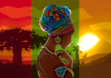 Digital Arts titled "African woman" by Mike, Original Artwork, Digital Painting