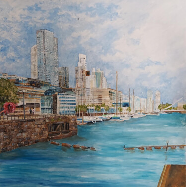 Pittura intitolato "Buenos Aires" da Mike Ferrell, Opera d'arte originale, Olio Montato su Telaio per barella in legno