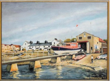 Painting titled "Swannage Lifeboat" by Mike Harrington, Original Artwork