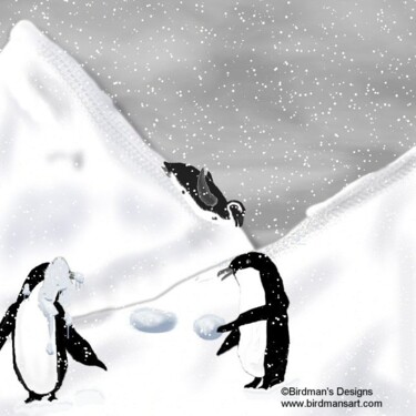 Pittura intitolato "Snowball Fight" da Mike Sexton, Opera d'arte originale, Olio