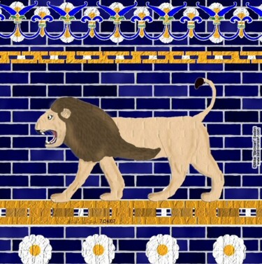 Peinture intitulée "Istar Gate's Lion W…" par Mike Sexton, Œuvre d'art originale, Huile