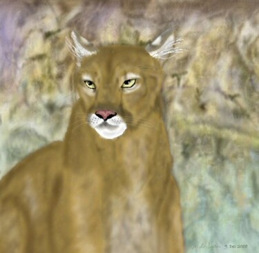 Pittura intitolato "Spirit of the Cougar" da Mike Sexton, Opera d'arte originale, Olio