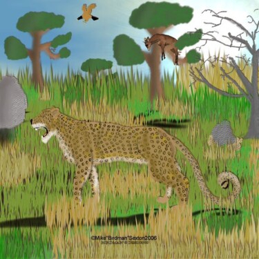 Картина под названием "The Leopard's World" - Mike Sexton, Подлинное произведение искусства, Масло