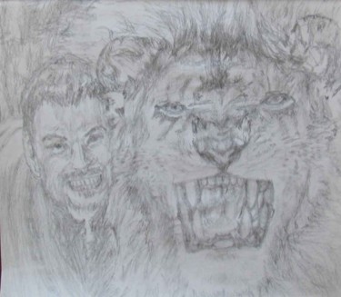 Drawing titled "man_and_lion.jpg" by Mike Lee, Original Artwork