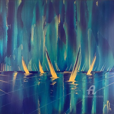 Schilderij getiteld "Shimering regatta" door Mikha, Origineel Kunstwerk, Acryl