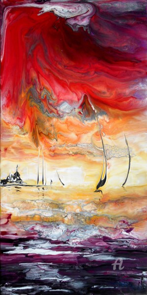 Pittura intitolato "Marine / Sailboats…" da Mikha, Opera d'arte originale, Altro
