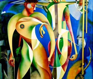 Arte digitale intitolato "Adam and Eve in the…" da Mikhail Deshuk, Opera d'arte originale, Pittura digitale