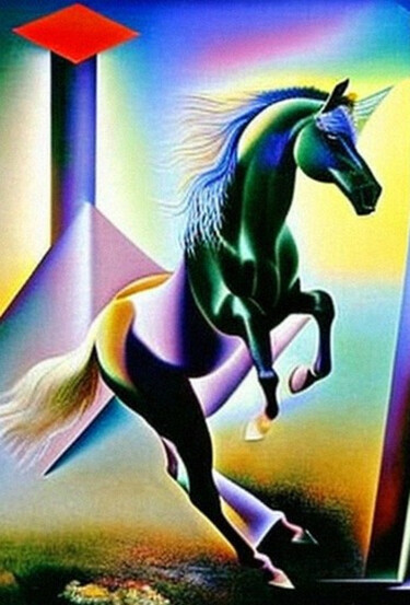 Arts numériques intitulée "Horse abstraction15" par Mikhail Deshuk, Œuvre d'art originale, Peinture numérique