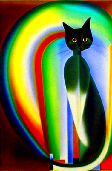 Digitale Kunst getiteld "Abstract Cats" door Mikhail Deshuk, Origineel Kunstwerk, Digitaal Schilderwerk
