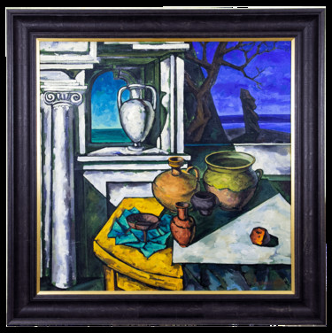 Painting titled "Next to Antiquity,…" by Mikhail Kublik, Original Artwork, Oil Mounted on Wood Stretcher frame