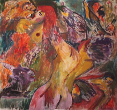 Painting titled "The triumph of Bacc…" by Mikhey Chikov, Original Artwork, Acrylic
