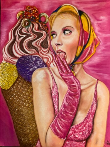 Dessin intitulée "sweet lust" par Mikiart, Œuvre d'art originale, Pastel