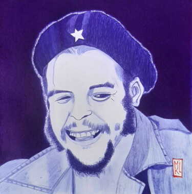 Dessin intitulée "Che Guevara" par Mikael Schneider, Œuvre d'art originale, Stylo gel