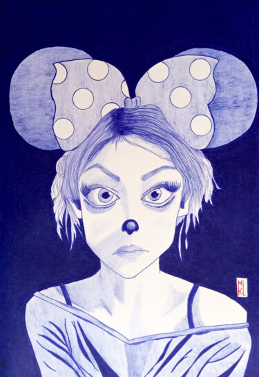 Tekening getiteld "Minnie Mouse" door Mikael Schneider, Origineel Kunstwerk, Balpen