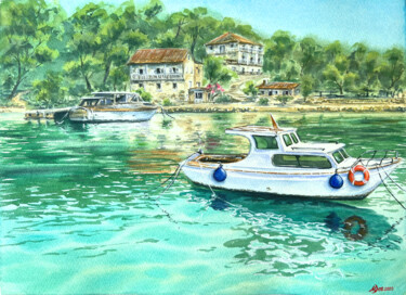 Pintura titulada "Summer in Croatia" por Mila D'Art, Obra de arte original, Acuarela
