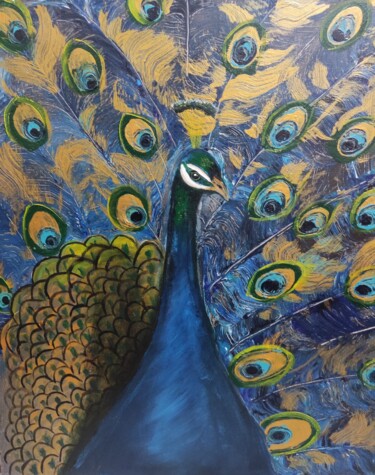 Painting titled "Peacock" by Mila Molchanova, Original Artwork, Acrylic