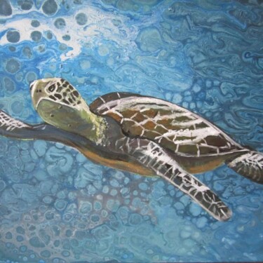 Painting titled "sea turtle" by Mila Molchanova, Original Artwork, Acrylic