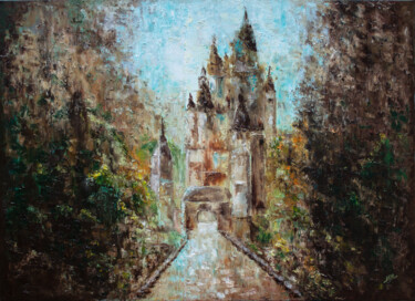 Pittura intitolato "Fairytale castle" da Mila Moroko, Opera d'arte originale, Olio Montato su Telaio per barella in legno