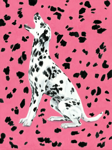 「Dalmatian Dog On Pi…」というタイトルの絵画 Mila Kochnevaによって, オリジナルのアートワーク, オイル