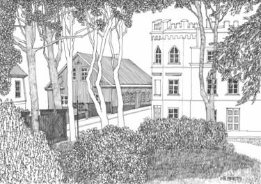 Disegno intitolato "City Garden / Kuldi…" da Lauris Milbrets, Opera d'arte originale, Biro