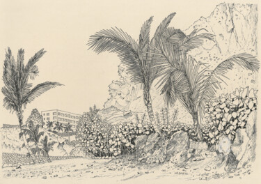 Dibujo titulada "ADEJE Playa Paraiso…" por Lauris Milbrets, Obra de arte original, Pluma de gel