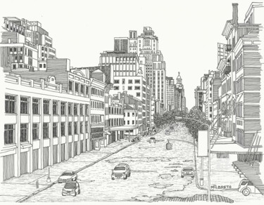 Dessin intitulée "Chelsea. New York." par Lauris Milbrets, Œuvre d'art originale, Stylo gel