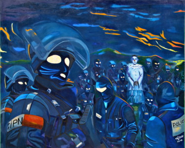 Schilderij getiteld ""L arrestation de P…" door François Milcar, Origineel Kunstwerk, Olie