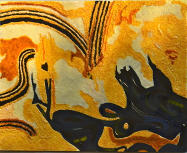 Peinture intitulée "Sable et bitume" par François Milcar, Œuvre d'art originale, Huile