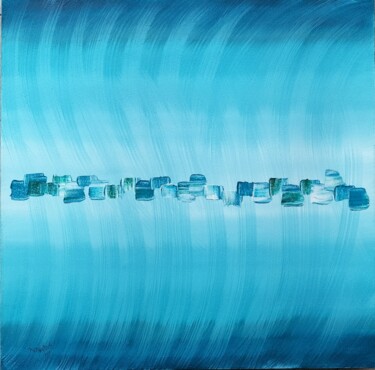 Painting titled "Orizzonte" by Milena Bernardini, Original Artwork, Oil Mounted on Wood Stretcher frame